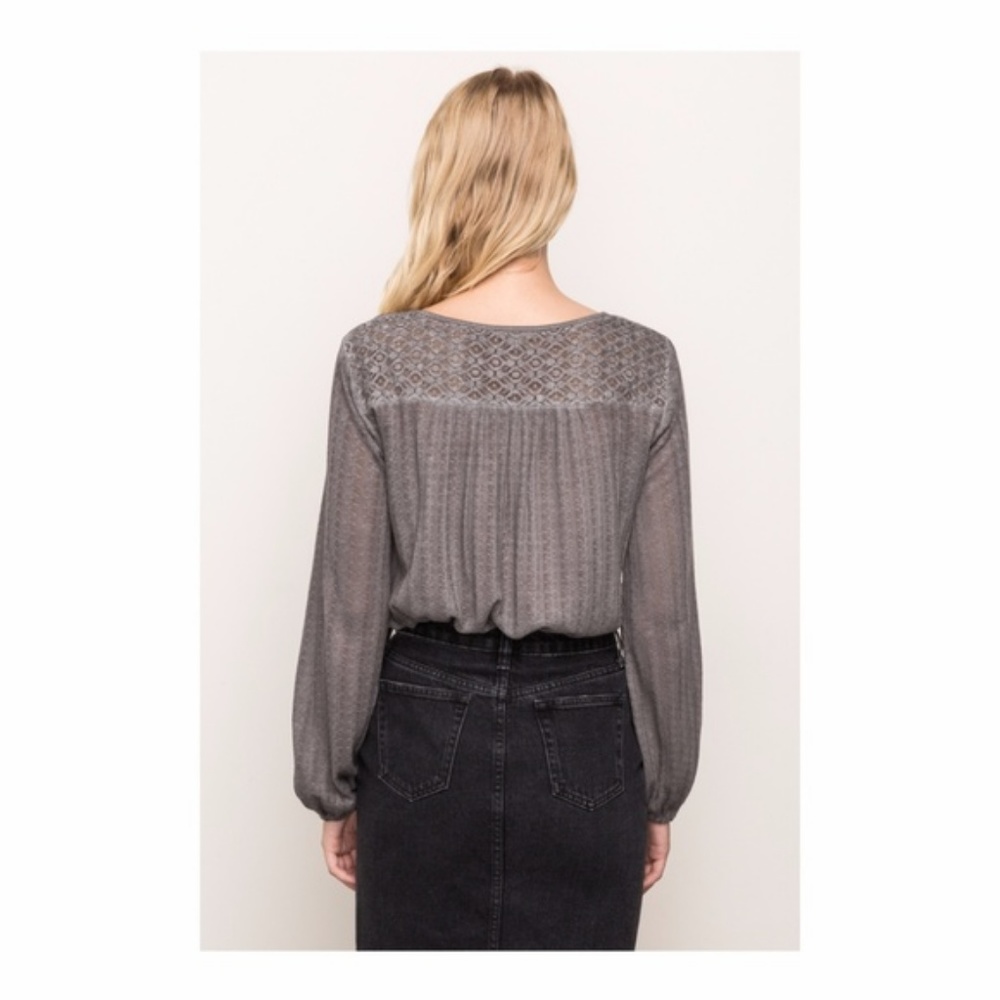 Mystree lace panel fabric mix knit top - Picture 5 of 5